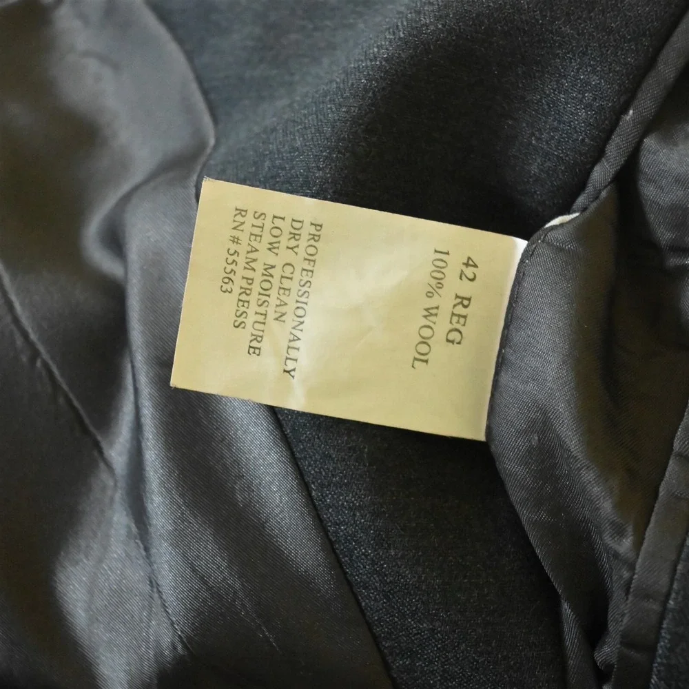 Kenneth Morton 42R Charcoal Gray 100% Wool Mens Blazer‎ Suit Jacket Sport Coat